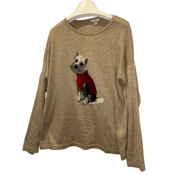 j. jill Neutral FALL HOLIDAY scottie in red sweater intarsia knit sweater M - Picture 1 of 3